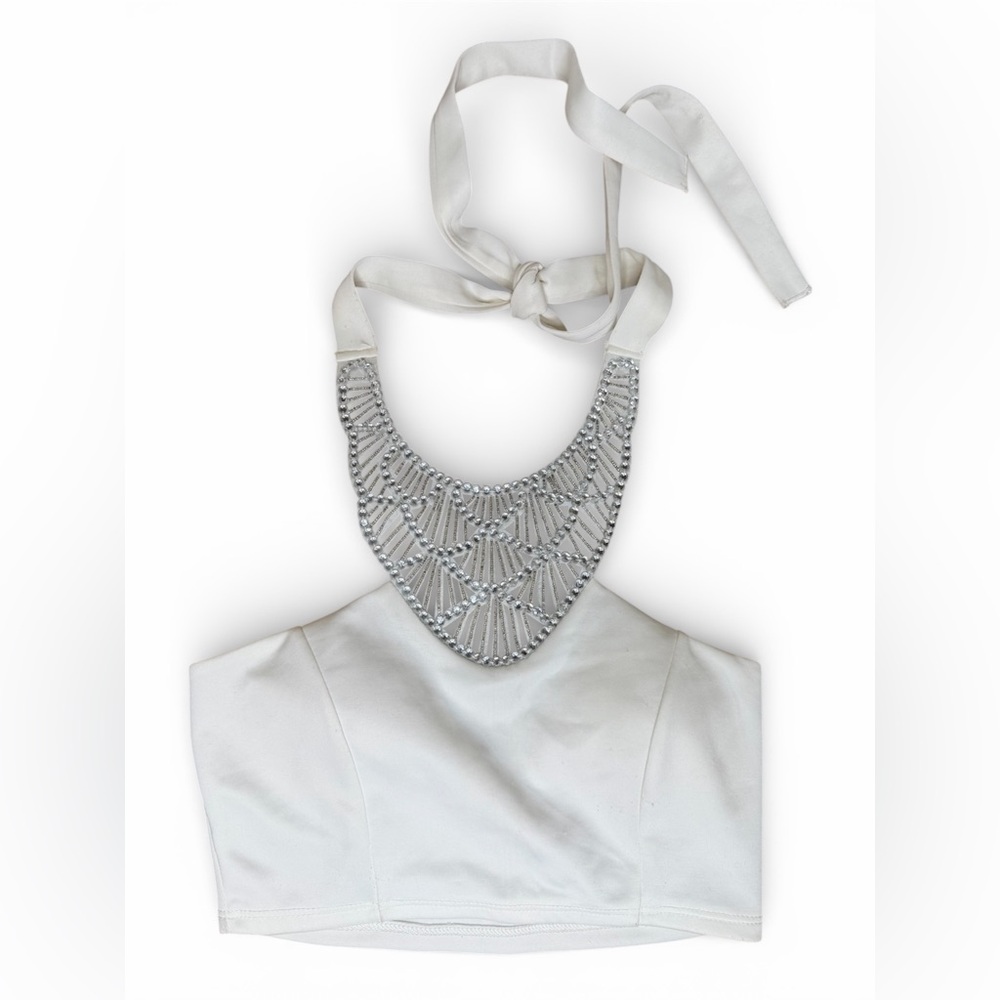 Papaya Elegant Halter Neck Crop Top for Women Summer